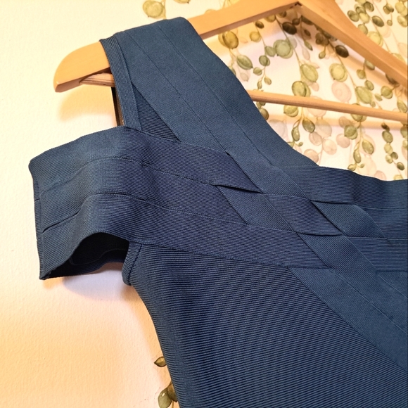 MARCIANO Bandage Bodycon Dress (used) TEAL - Picture 2 of 10